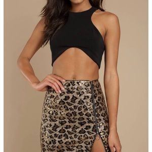 Tobi sparkle cheetah print mini skirt